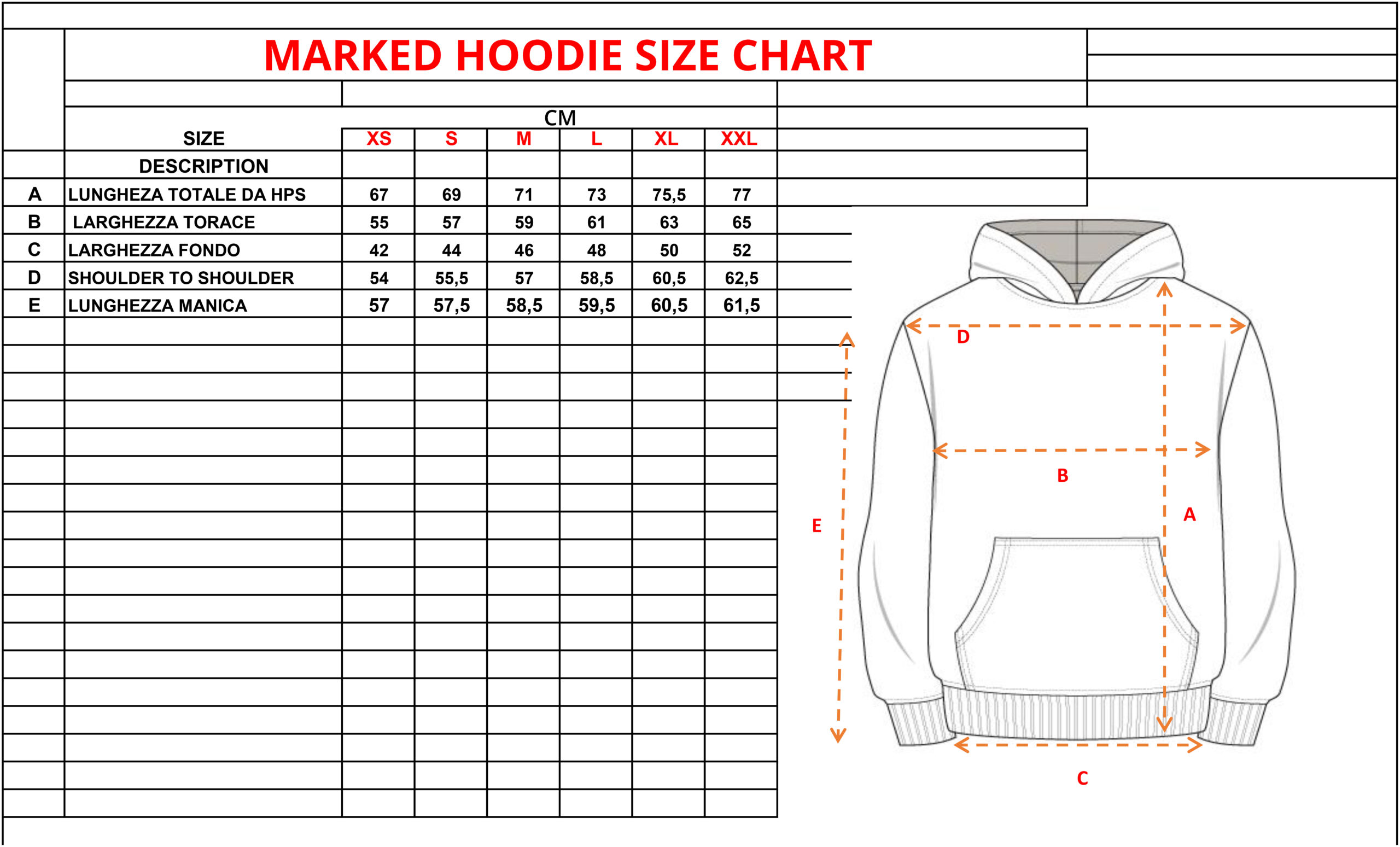 Marked Unisex Hoodie (Italian)